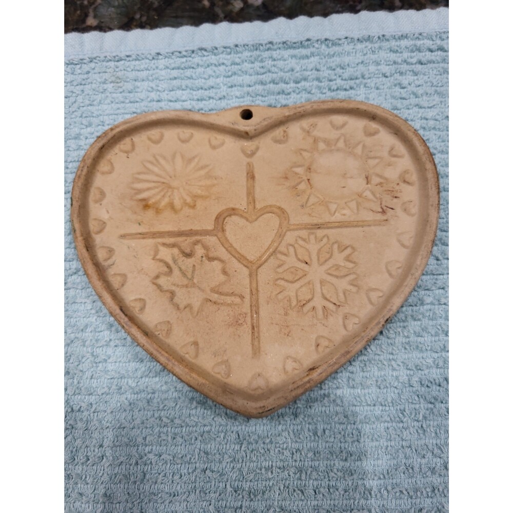 Vintage Heart Shaped Ceramic Cookie Mold